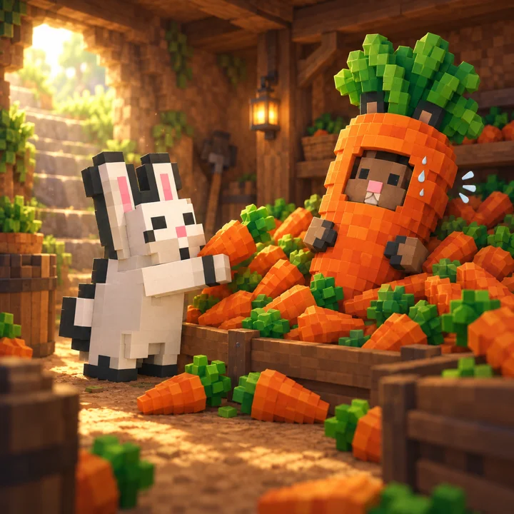 Kuro hides in a carrot costume, Shiro reaches for him